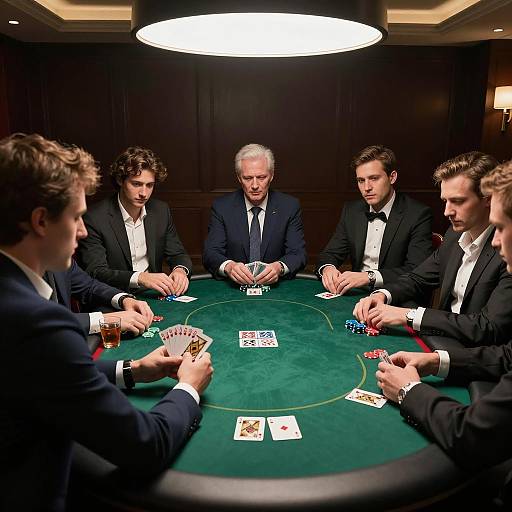 Intense Poker Game Among Seven Men