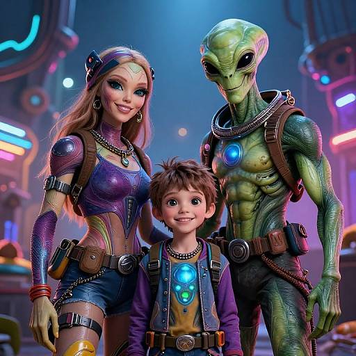 Futuristic Alien Family Portrait