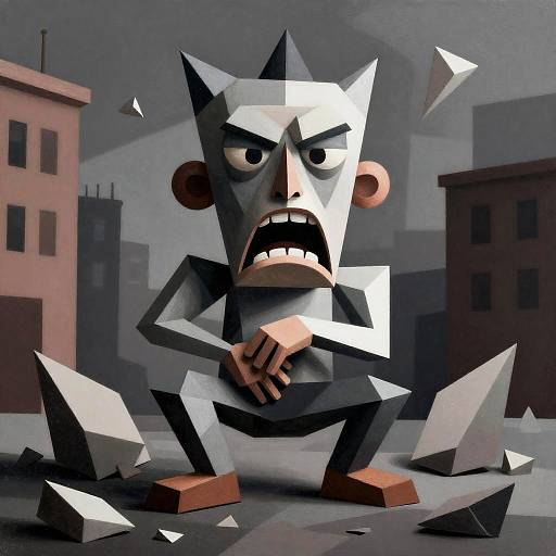 Dramatic Cubist Wojak in Wasteland