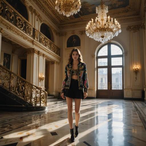 High Fashion Pose on Grand Staircase