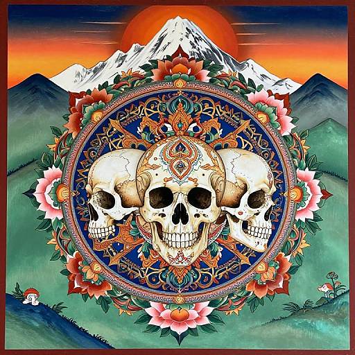Intricate Tibetan Skull Mural