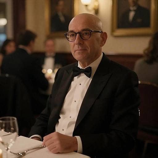 Sophisticated Man in Elegant Restaurant Setting
