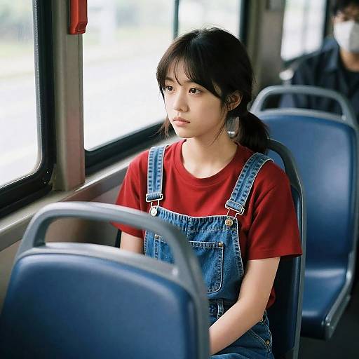 Contemplative Moment on a Bus Journey