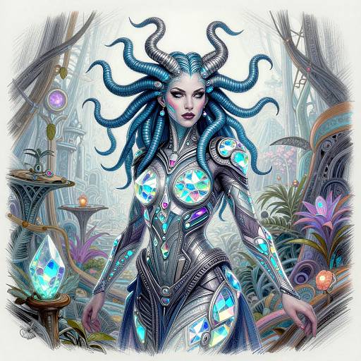 Cyberpunk Medusa Witch Portrait