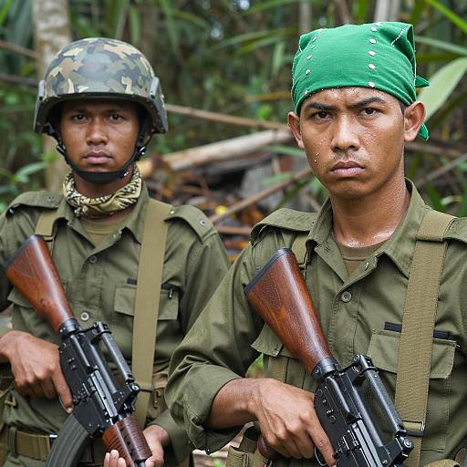 Determined Soldiers in Jungle Combat