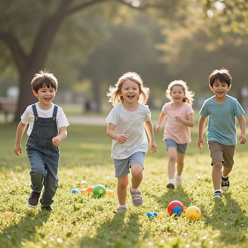 Joyful Children Playing in Sunny Park