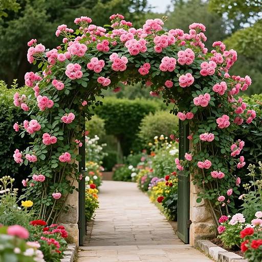 Romantic Pink Rose Garden Entrance
