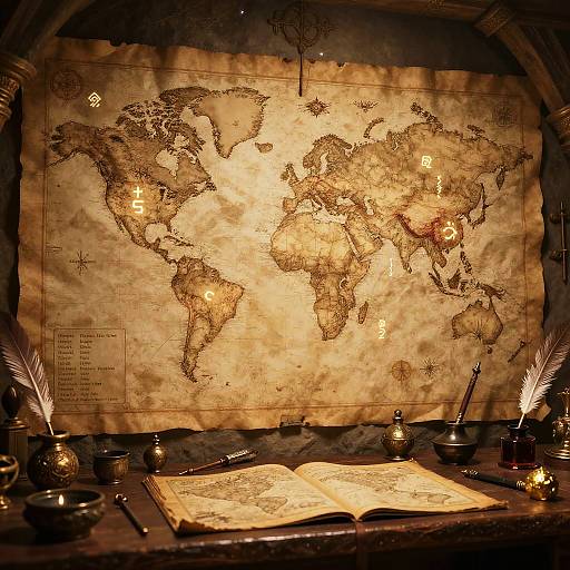 Ancient Cartographer's Mystical Workshop