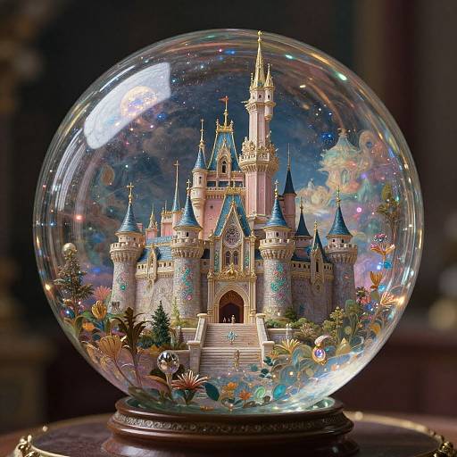 Cinematic Glass Sphere Fantasy Castle