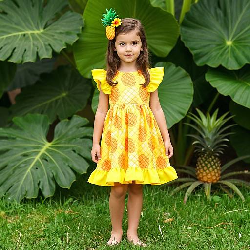 Tropical Pineapple Girl in Dress