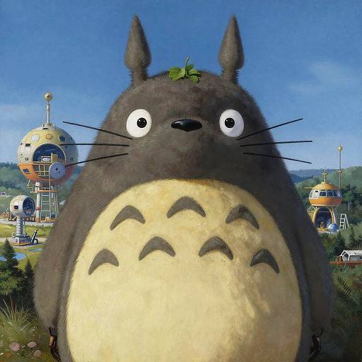 Hyperrealistic Portrait of Totoro at Exoplanet Colony