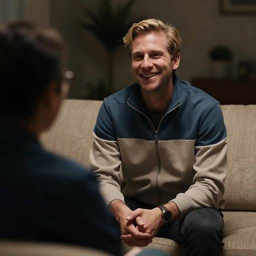 Smiling Man in Cozy Living Room