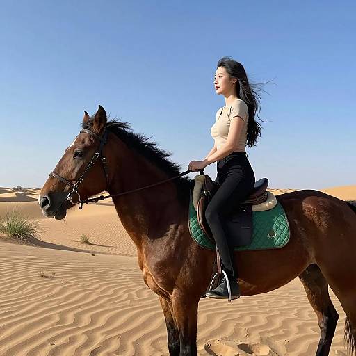 Desert Trail Ride with Dark-Haired Woman