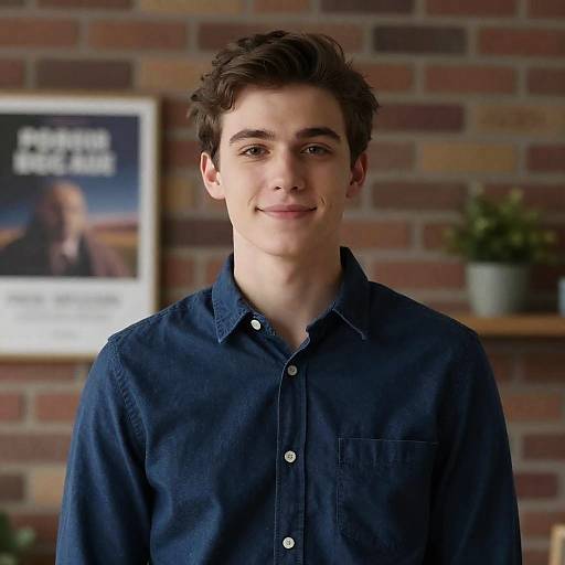 Portrait of a Young Man in Blue Shirt