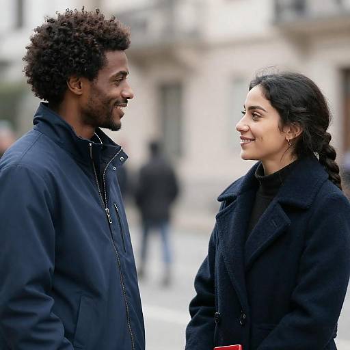 Joyful Encounter: Two Smiling Friends