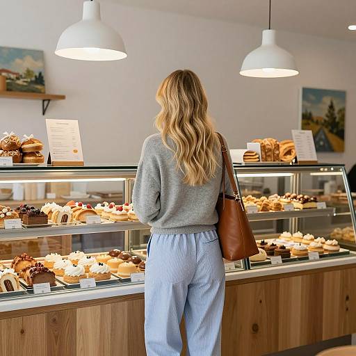 Charming Bakery Scene with Stylish Woman