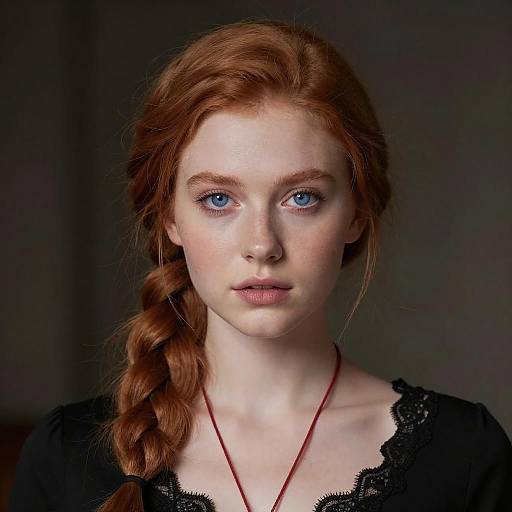 Portrait of Red-Haired Woman with Blue Eyes