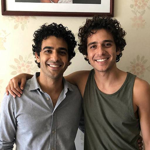 Smiling Men Posing Together in Casual Style