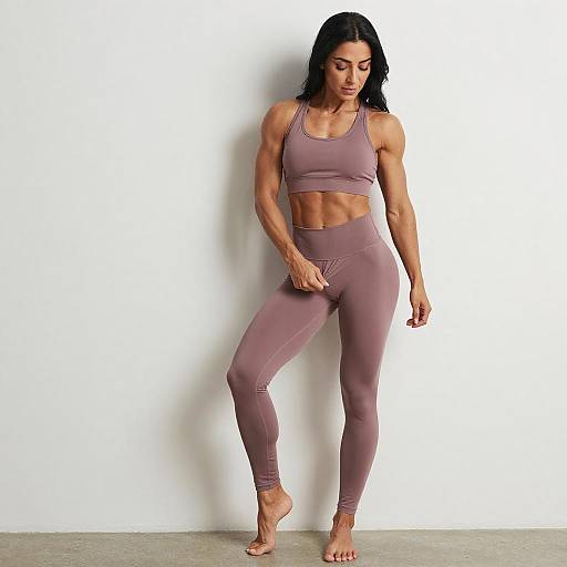 Muscular Woman in Mauve Sportswear