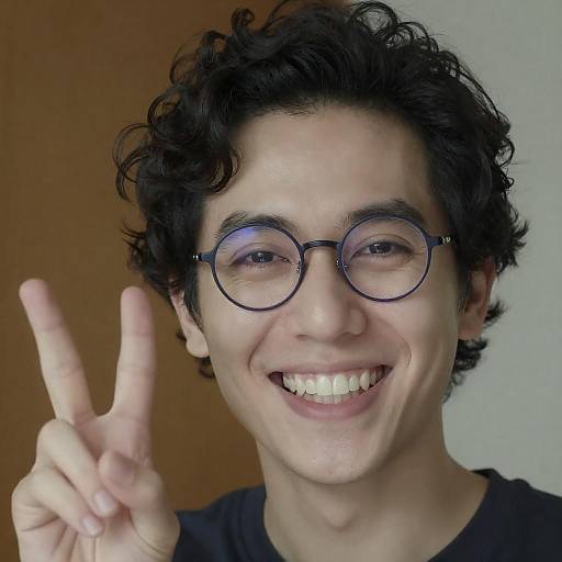 Smiling Man with Purple Glasses Close-Up
