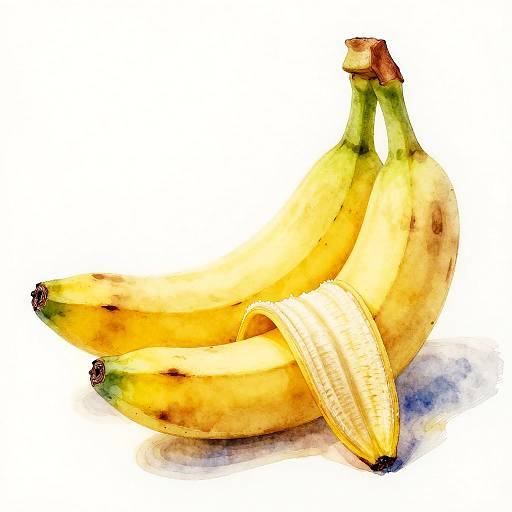 Realistic Watercolor Banana Illustration