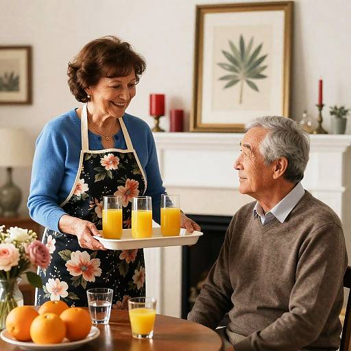 Cozy Living Room Scene with Seniors