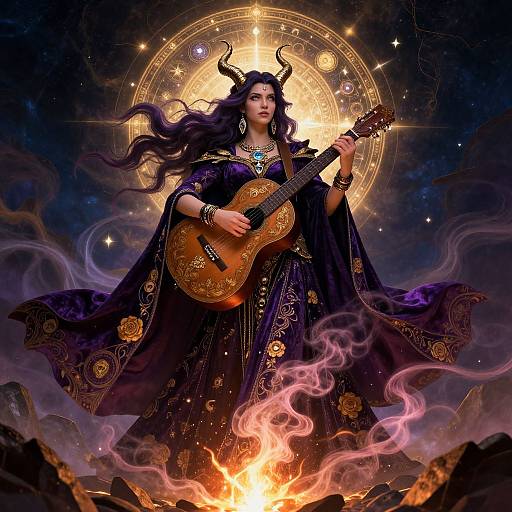 Mystical Woman with Ornate Guitar