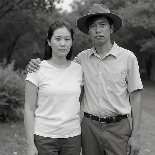 Black and White Outdoor Portrait of Couple