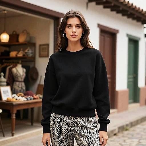 Chic Woman in Vintage Colonial Boutique