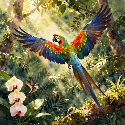 Vibrant Macaw in Tropical Jungle