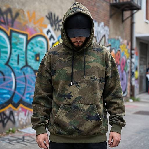 Man in Camouflage Hoodie Urban Photo