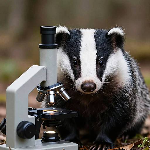 Detailed Photo of Badger Using Microscope