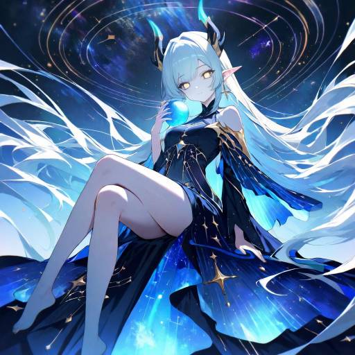 Celestial Dragon Girl in Cosmic Nebula