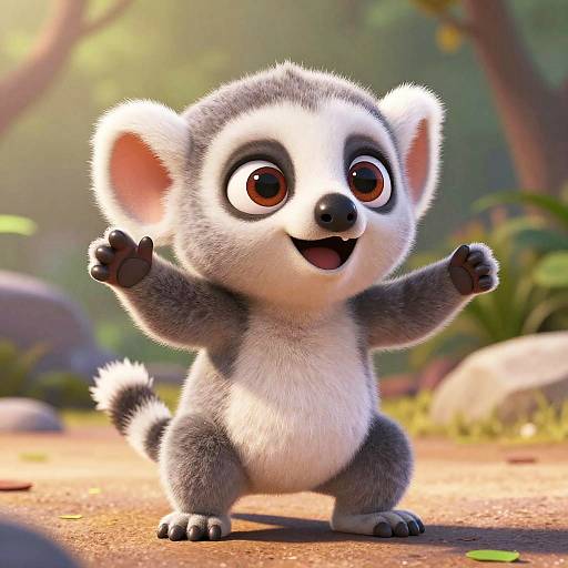 Pixar-Style Cute Baby Lemur