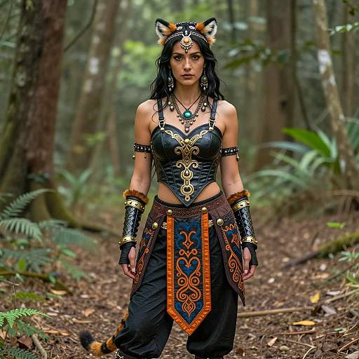 Fantasy Tigress Cosplay in Enchanted Forest