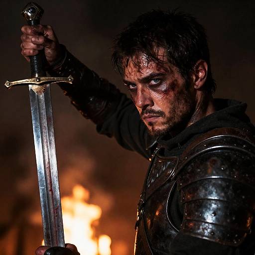 Warrior in a Smoke-Filled Battleground