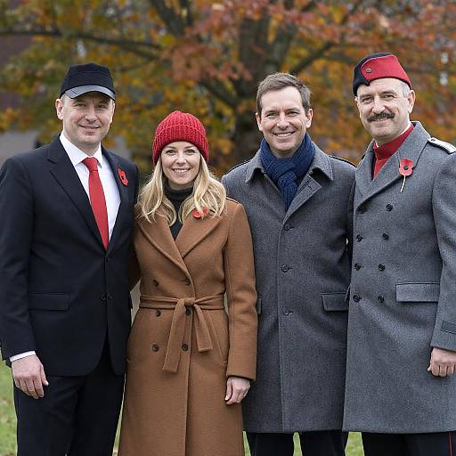 Cheerful Group Portrait in Autumn Foliage