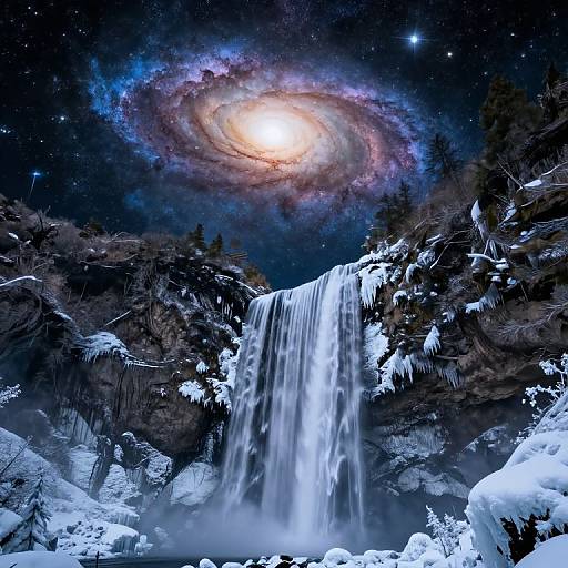 Upside-Down Frozen Waterfall Galaxy Forest