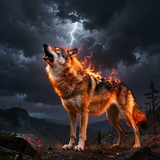 Fiery Mane Dire Wolf Howling
