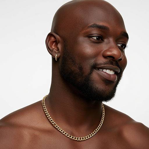 Realistic Dark-Skinned Man with Gold Jewelry