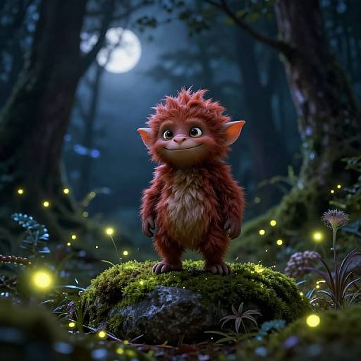 Mythical Lutin in Moonlit Forest