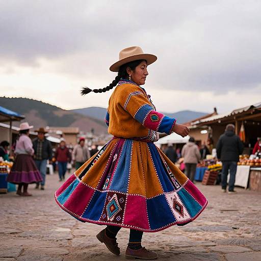 Andean Market Vendor in Traditional Attire