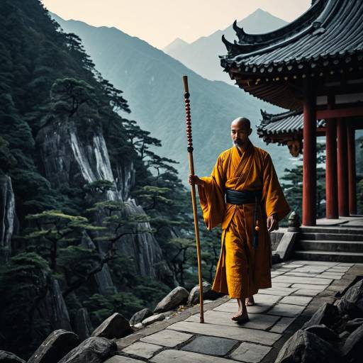Wandering Monk in Mountain Temple