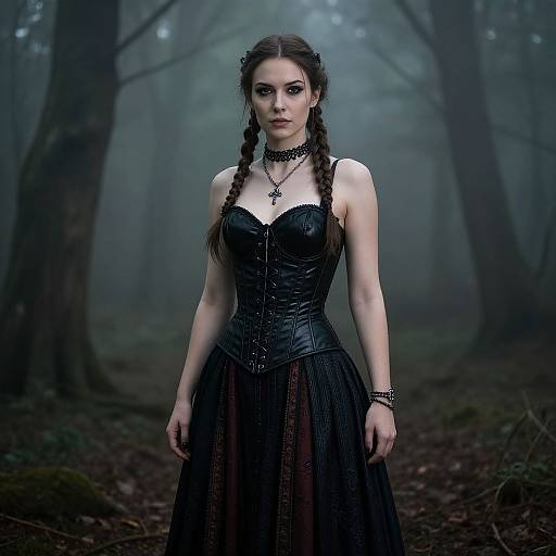 Gothic Fantasy Warrior in Misty Forest