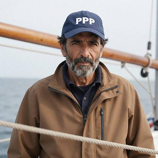 Middle-Aged Sailor on a Boat