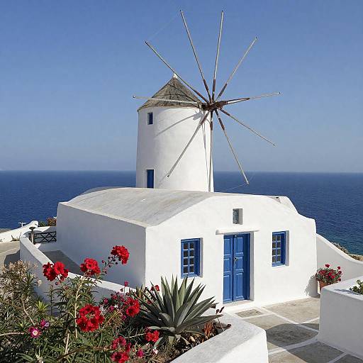 Vibrant Sunny Scene of Greek Island