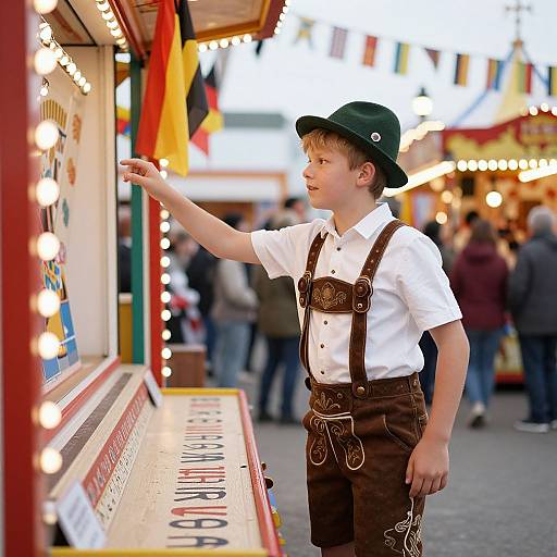 Boy in Oktoberfest Outfit at Carnival