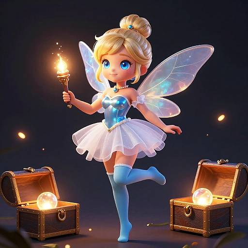Blue-Eyed Fairy with Glowing Torch