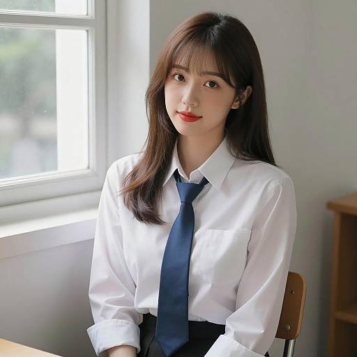 Asian Woman by the Window in Daylight