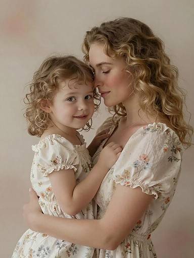Tender Embrace of Mother and Daughter
